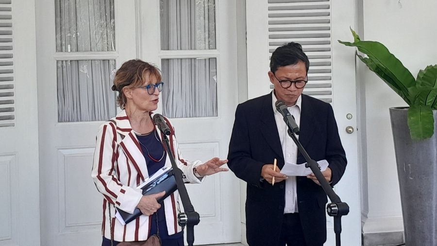 Sekjen Amnesty International, Agnes Callamard dan Usman Hamid <b>(Ntvnews.id/ Adiansyah)</b>