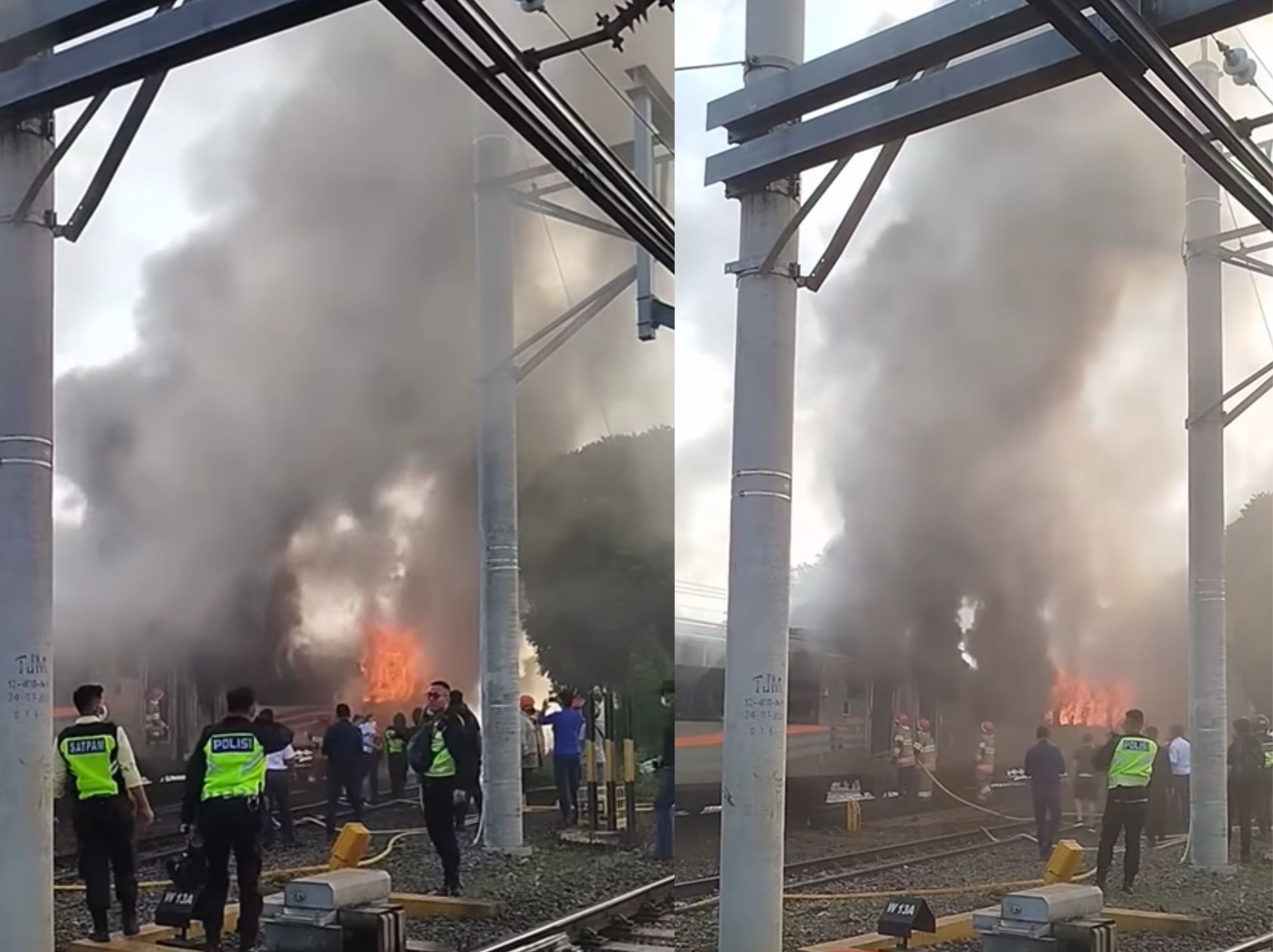 Rabu (12/3) sebuah gerbong kereta yang sedang terparkir terbakar pada pagi hari tadi di sekitar stasiun tugu Yogyakarta, atas kebakaran ini belum dapat diketahui penyebab kebakaran tersebut. <b>(jakfoni)</b>