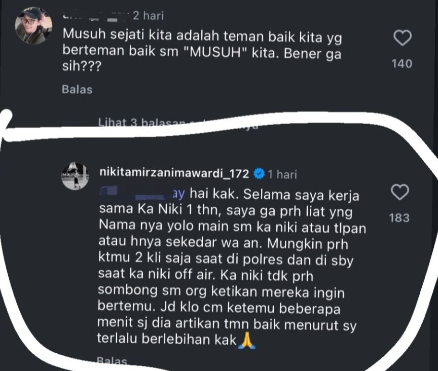 Komentar admin Nikita Mirzani soal bantah makna pertemanan dengan Yolo Ine  <b>(TikTok)</b>