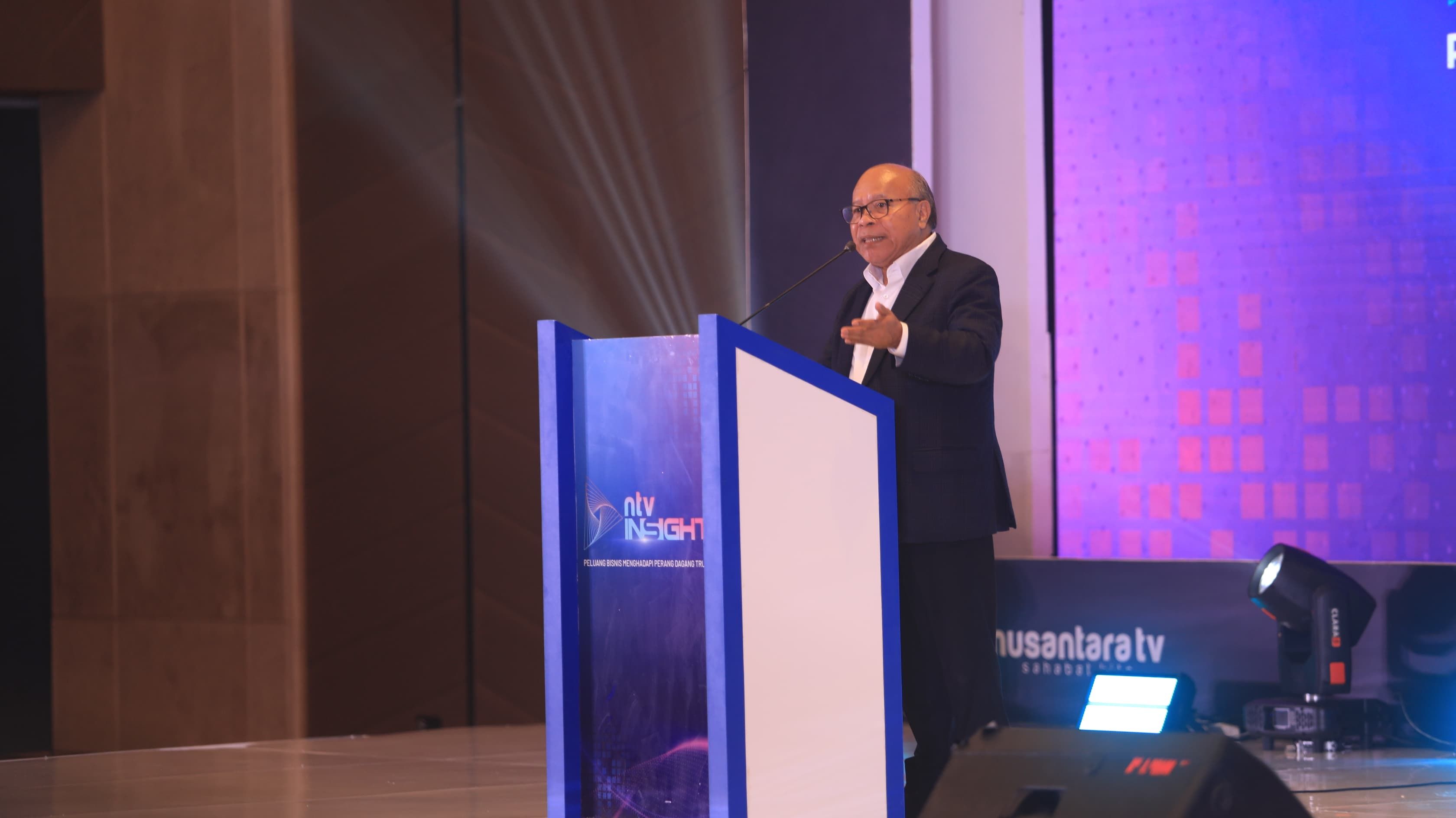Presiden Direktur Nusantara TV Don Bosco Selamun dalam sambutannya saat membuka konferensi NTV Insight.  <b>(NTv)</b>