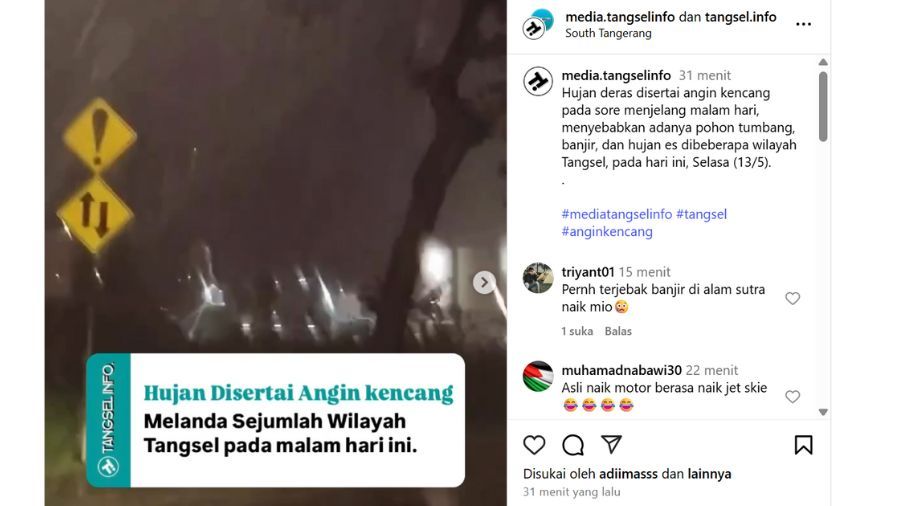Banjir tangsel  <b>(tangkapan layar)</b>