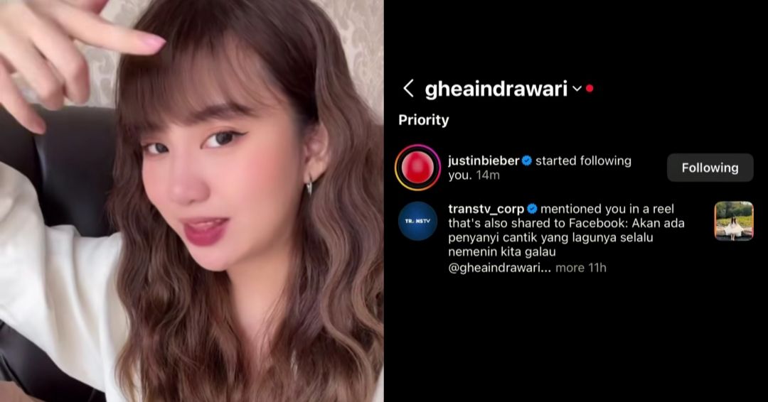Ghea Indrawari di follow oleh Justin Bieber  <b>(TikTok)</b>