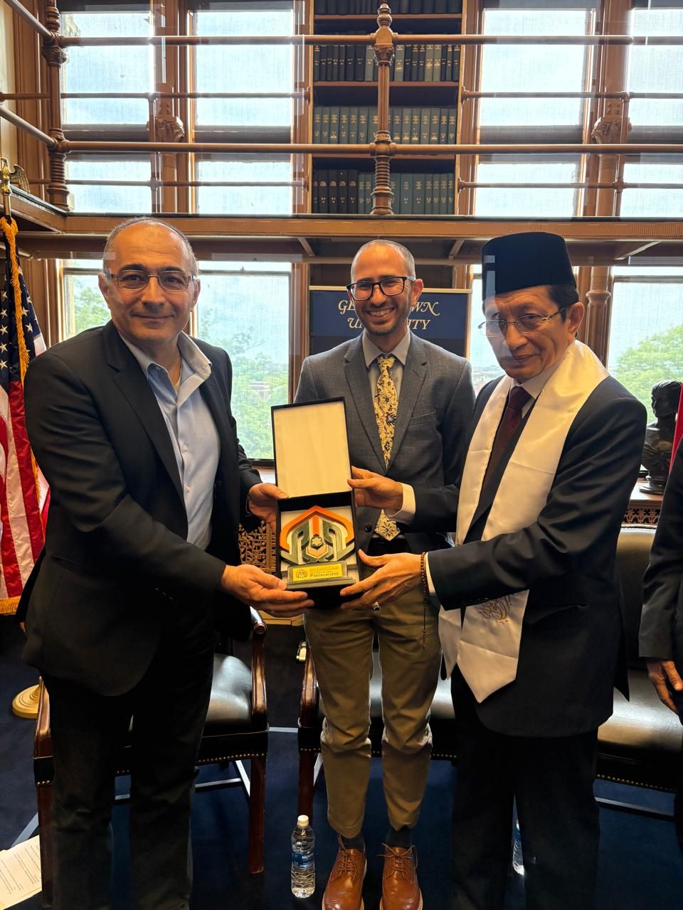 Menag Nasaruddin menyampaikan gagasannya di Georgetown University, Washington <b>(istimewa)</b>