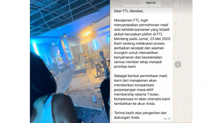 Plafon FTL Menteng Jebol <b>(TikTok @pengendali.jiwaku)</b>