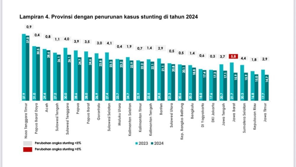Data Penurunan Stunting di Sejumlah Provinsi di Indonesia Tahun 2024/Foto: Kemenkes