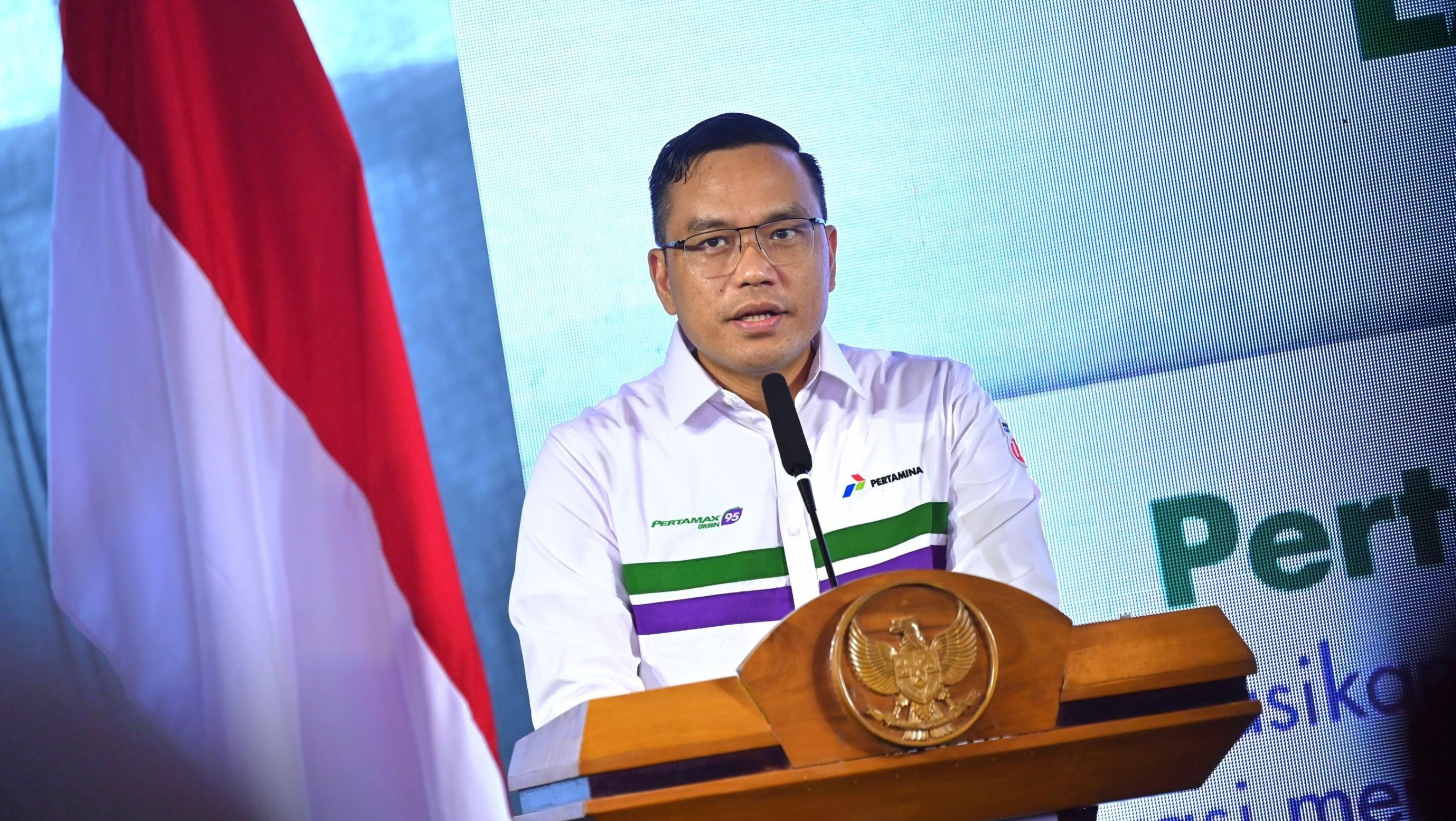 Direktur Utama Pertamina Simon Aloysius Mantiri dalam peluncuran produk Pertamax Green 95 untuk wilayah Jawa Tengah. <b>(Pertamina)</b>