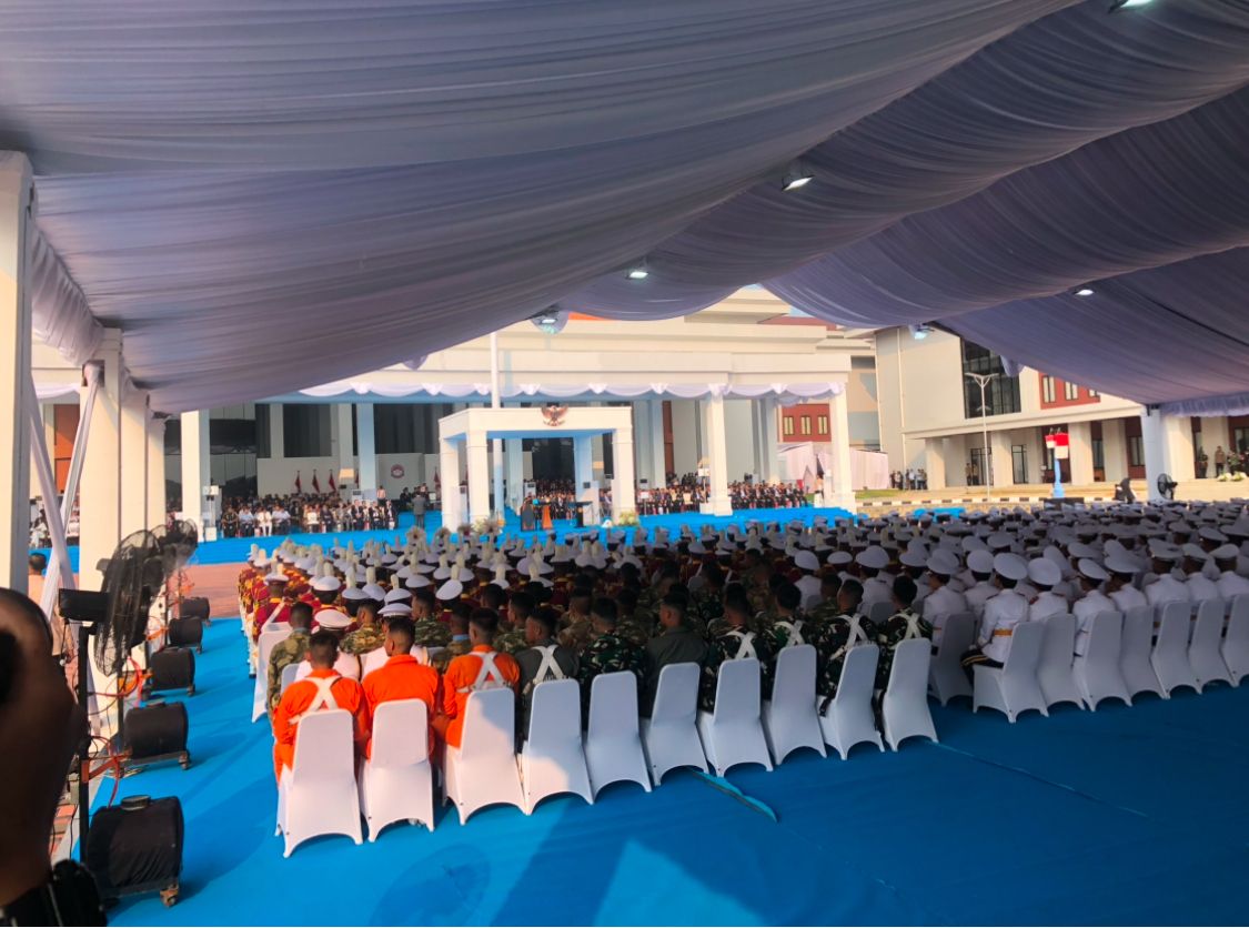 Prabowo Subianto di Universitas Pertahanan <b>(NTVnews.id/Deddy Setiawan)</b>