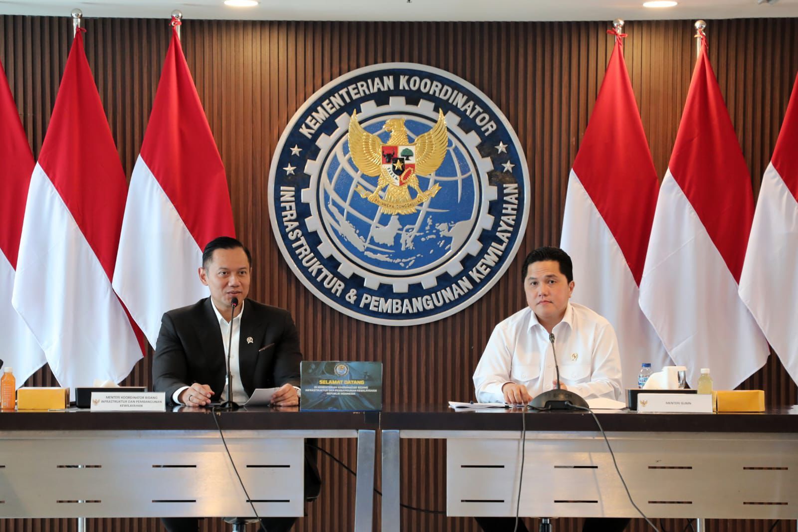 AHY dan Erick Thohir <b>(KemenkoInfra/ NTVNews.id)</b>
