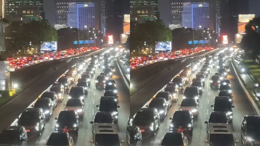 Lalu lintas jalan Sudirman <b>(Instagram @abaheshofi.khafidin)</b>