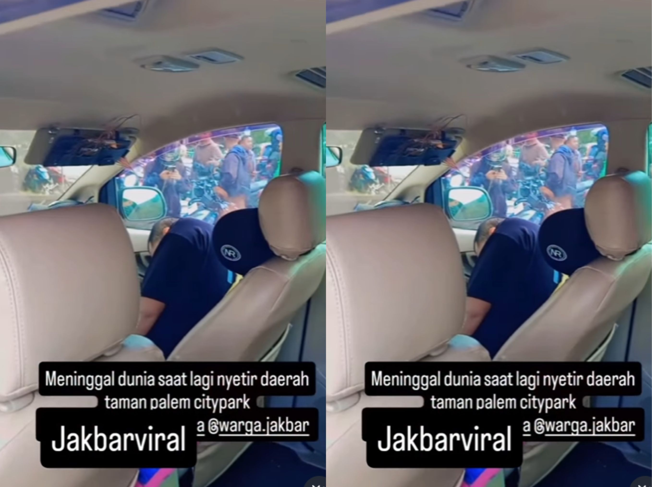 Seorang Pria Dikabarkan Meninggal Dunia saat sedang Nyetir di City Park Taman Palem, Senin(07/07) Plat Kendaraan B 2667 BBH <b>(warga.jakbar)</b>
