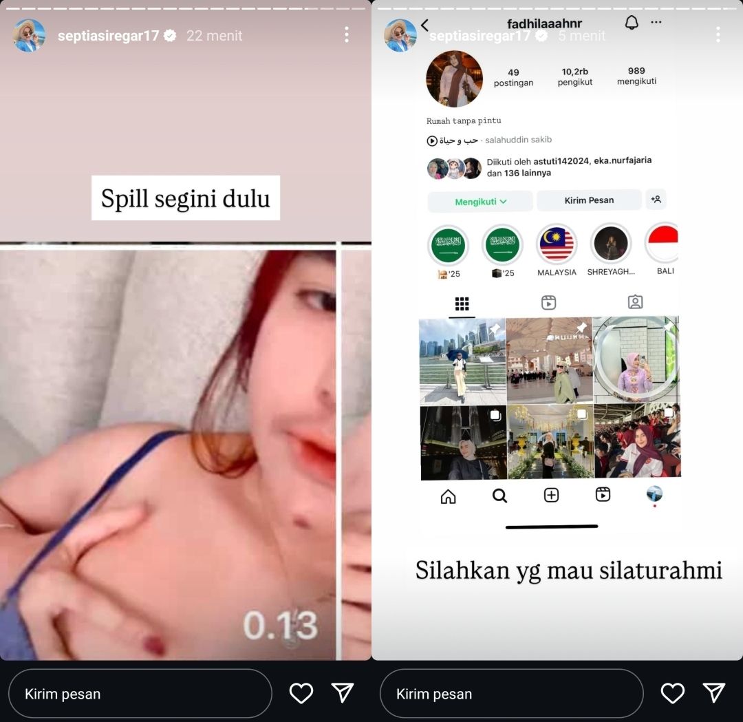 Diduga video tak senonoh selingkuhan Putra Siregar  <b>(Instagram stories)</b>