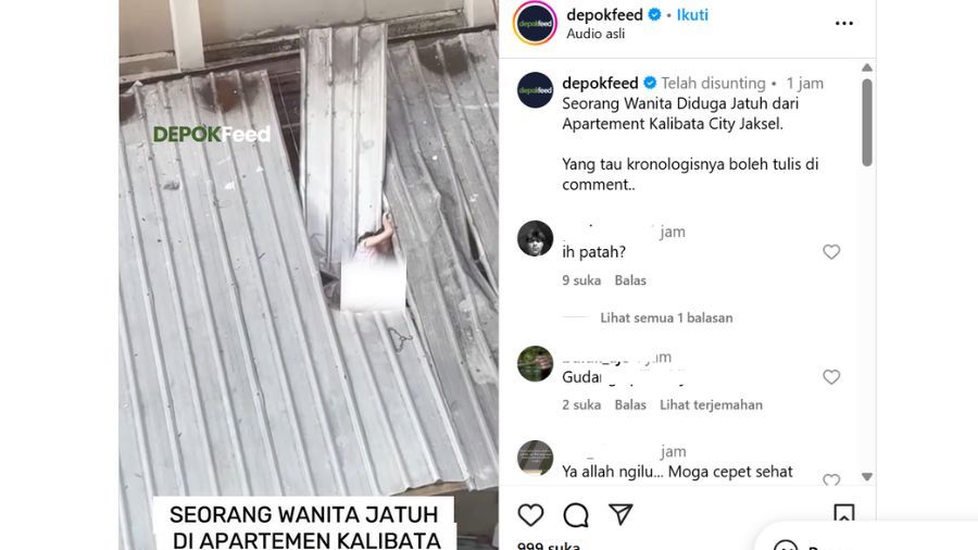 Orang jatuh di apartemen kalibata city  <b>(Instagram)</b>