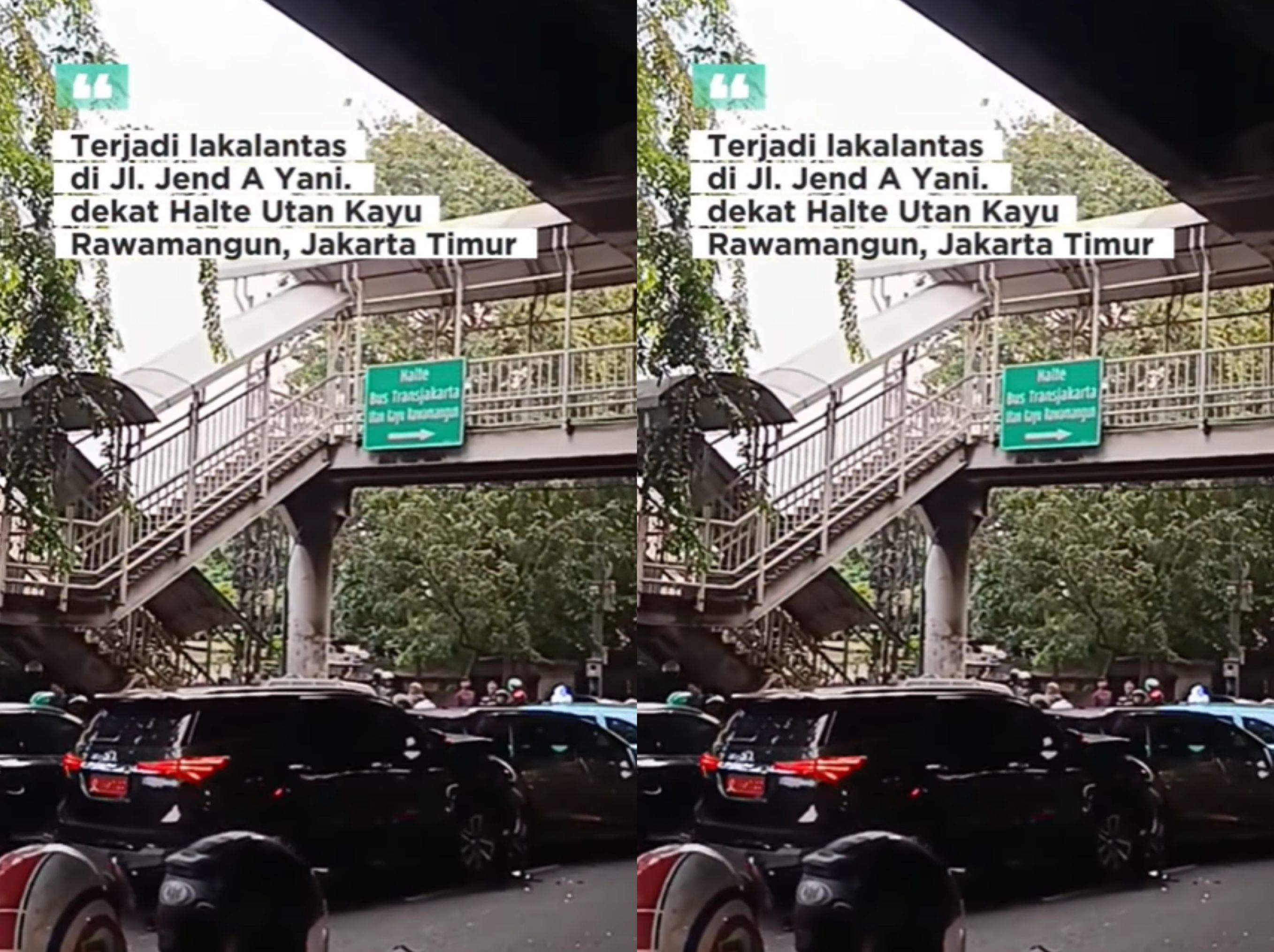 Telah terjadi Lakalantas beruntun Pagi ini sekitar Pukul 06: 30 WIB di Jalan, Jend A Yani, Dekat Halte Transjakarta Utan Kayu Rawamangun, Jakarta Timur, Jumat/11/07/25 <b>(INSTAGRAM info pondok gede)</b>