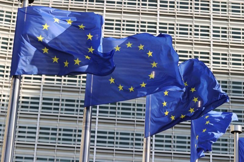 Bendera Uni Eropa di kantor pusat Komisi Eropa di Brussel, Belgia, dalam foto yang diambil pada 23 Mei 2025. <b>(Antara)</b>