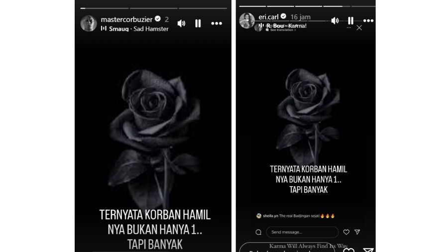 Postingan Instagram Deddy Corbuzier dan Erika Carlina <b>(Instagram @mastercorbuzier/ @eri.carl)</b>