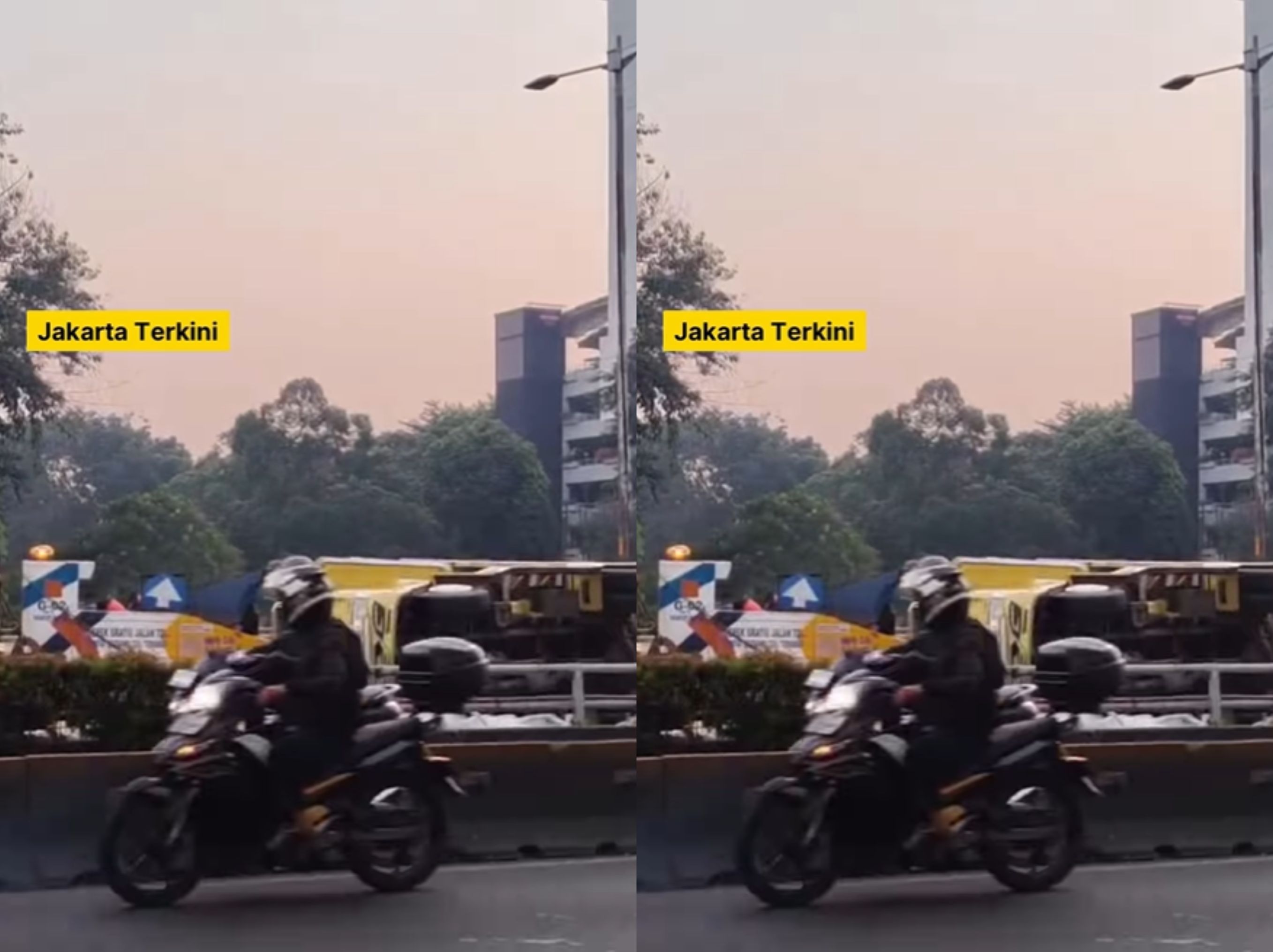 Sebuah truk terguling di Tol Dalam Kota Cawang arah Grogol pagi tadi, Kamis (24/7/2025). Harap berhati-hati Jakartans! <b>(instagrm jakarat terkini)</b>