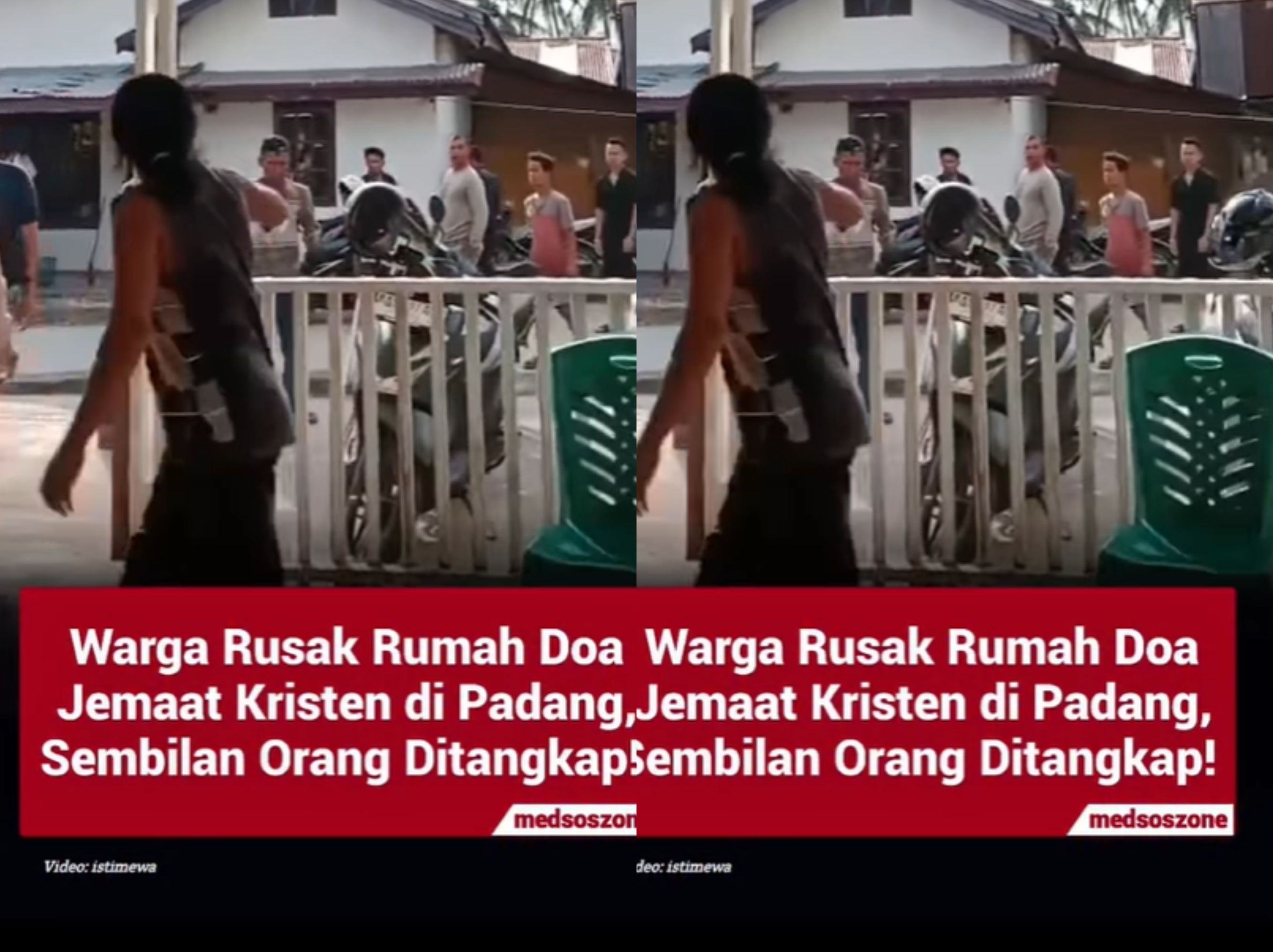  Viral di medsos perusakan rumah doa umat Kristen terjadi di Kelurahan Padang Sarai, Kecamatan Koto Tangah, Kota Padang, Sumatra Barat, Minggu (27/07). <b>(medsoszone)</b>