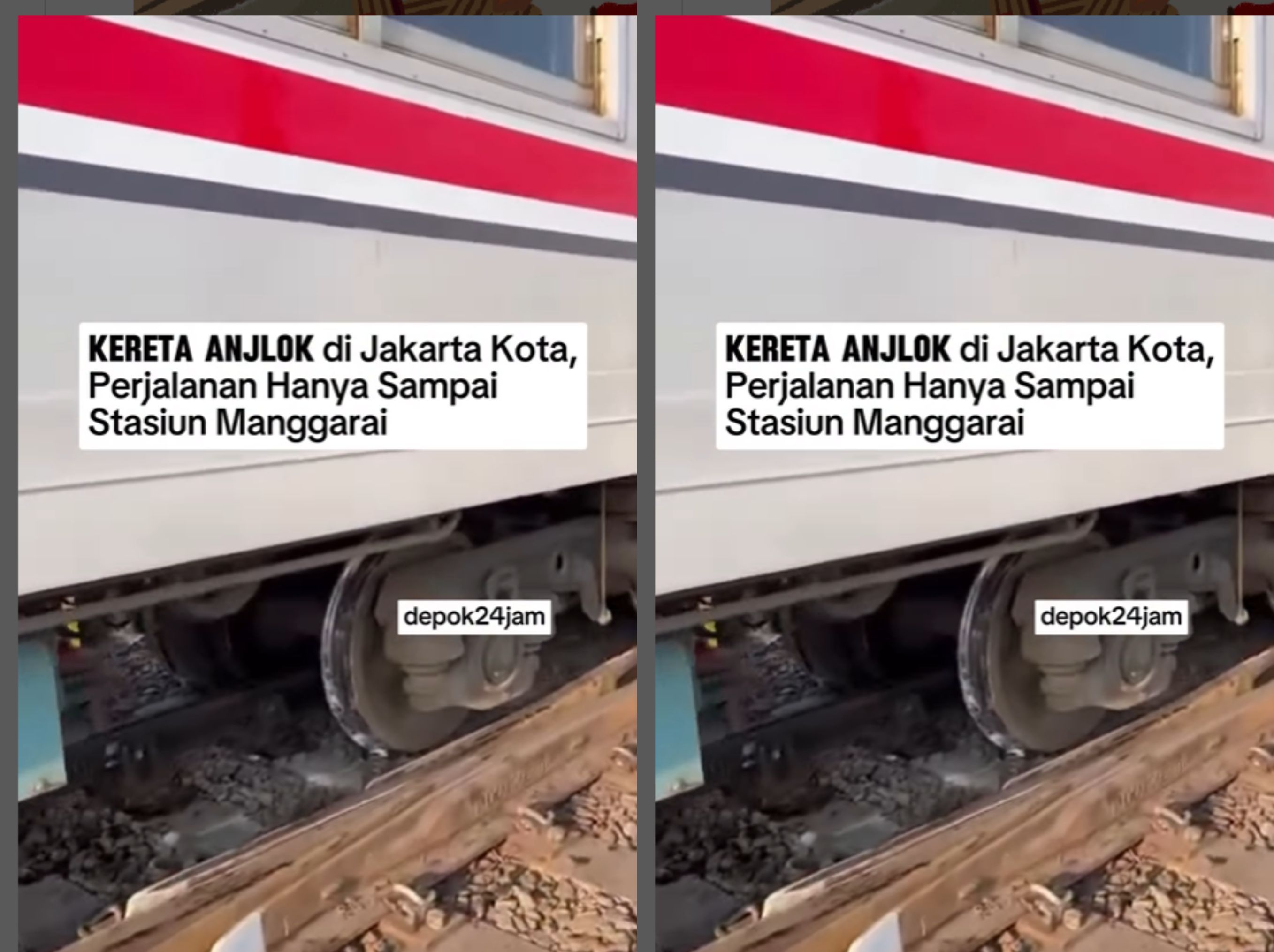Kereta anjlok di Stasiun Jakarta Kota. Perjalanan KRL hanya bisa sampai Stasiun Manggarai. <b>(depok24jam)</b>