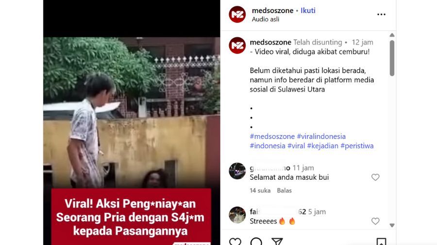 Pria Diduga Cemburu Aniaya Pasangan dengan Sajam  <b>(Instagram)</b>