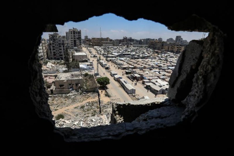 Tenda untuk pengungsi Palestina terlihat di tempat penampungan sementara di Kota Gaza, pada 4 Agustus 2025. ANTARA/Xinhua/Rizek Abdeljawad <b>(Antara)</b>