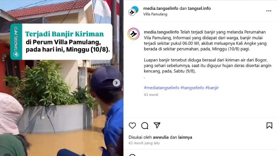 Perumahan Vila Pamulang Terendam Banjir <b>(tangkapan layar)</b>
