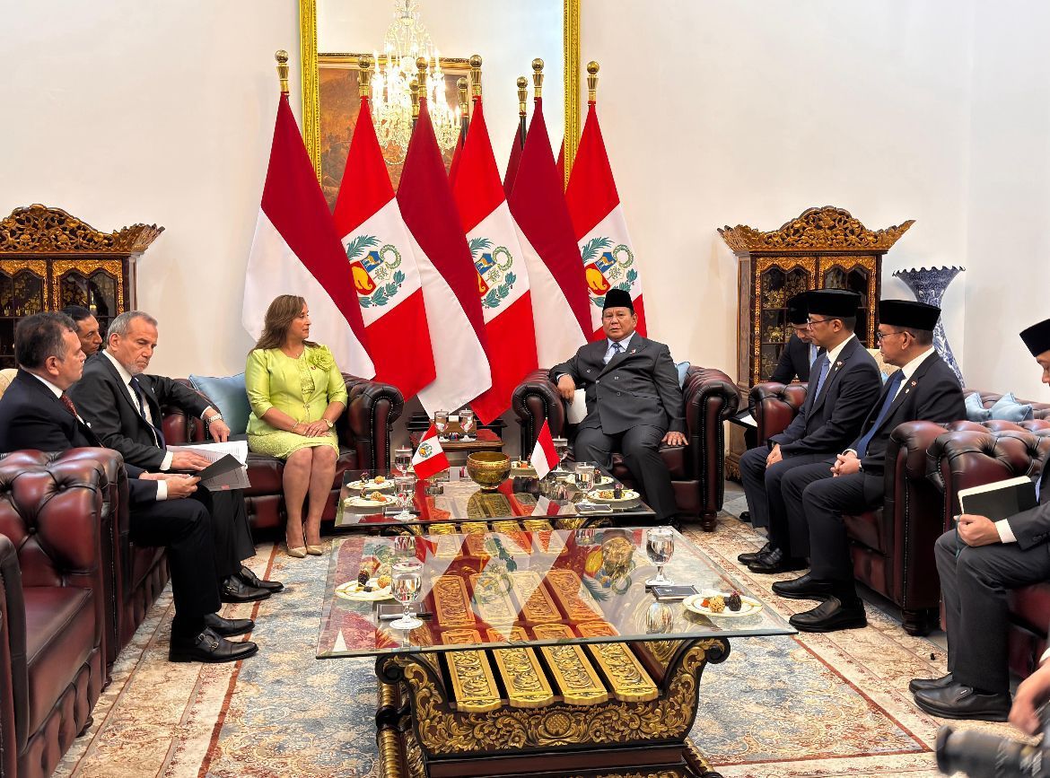 Prabowo dan Presiden Peru Dina Boluarte di Istana Merdeka <b>(Istimewa)</b>