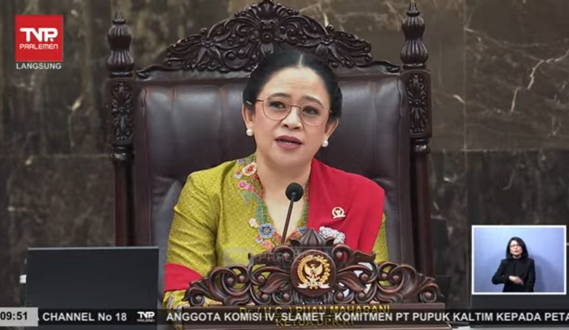 Ketua DPR RI Puan Maharani saat berpidato di Sidang Bersama DPR-DPD Tahun 2025.  <b>(YouTube TVR Parlemen)</b>