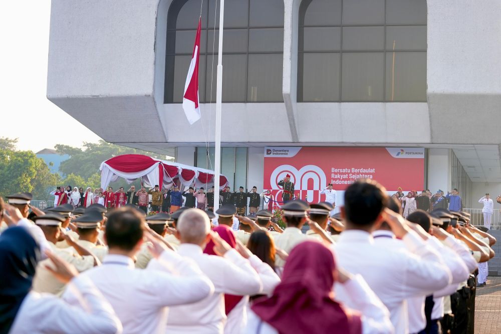 PT Pertamina (Persero) menggelar upacara bendera HUT ke-80 RI di lapangan Kantor Pusat Pertamina, Jakarta (17/8/2025). (Foto: Istimewa)