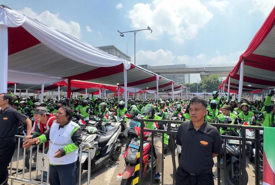 Konvoi driver Gojek.  <b>(NTVNews.id)</b>