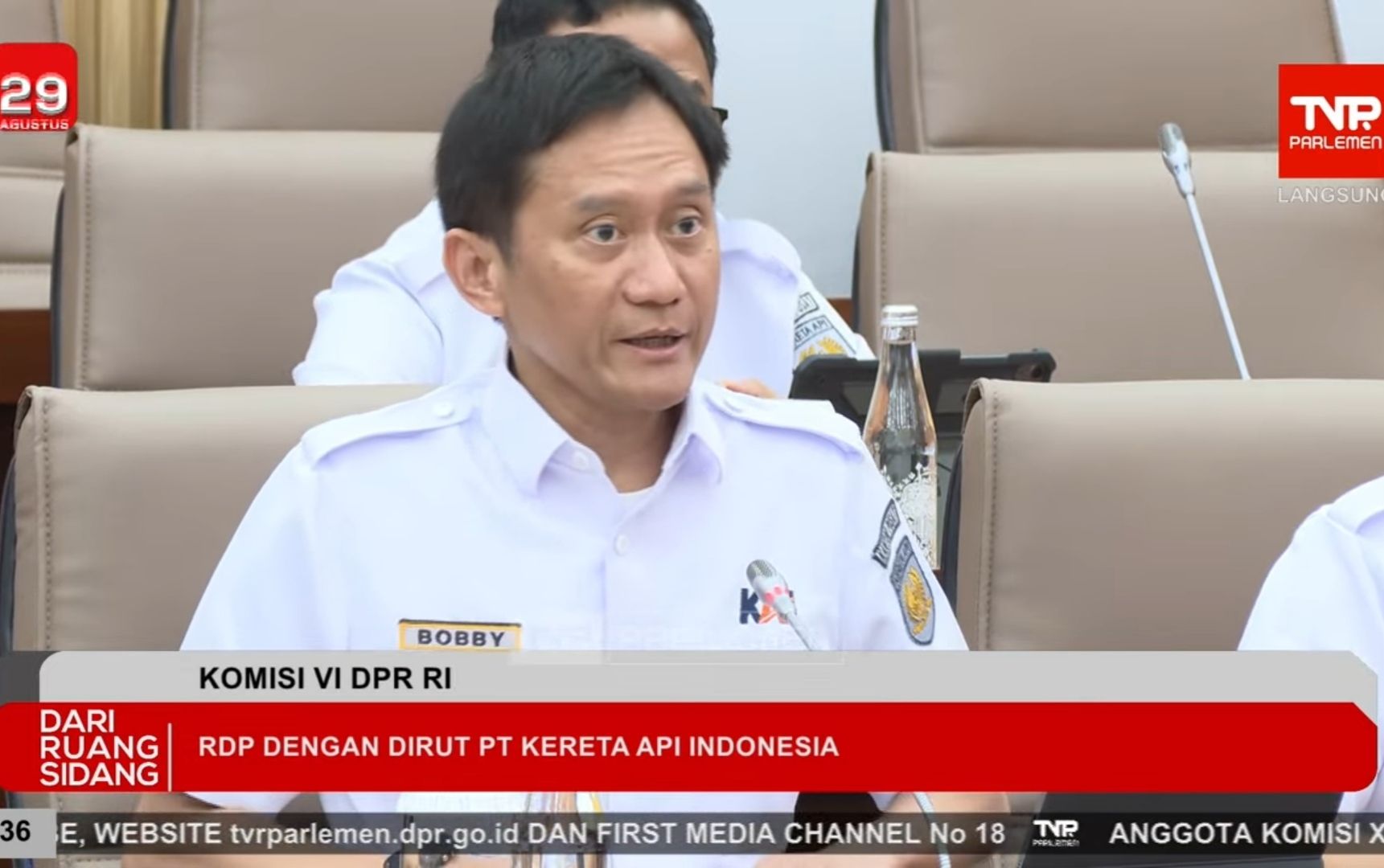 Dirut KAI Bobby Rasyidin.  <b>(YouTube TVR Parlemen)</b>