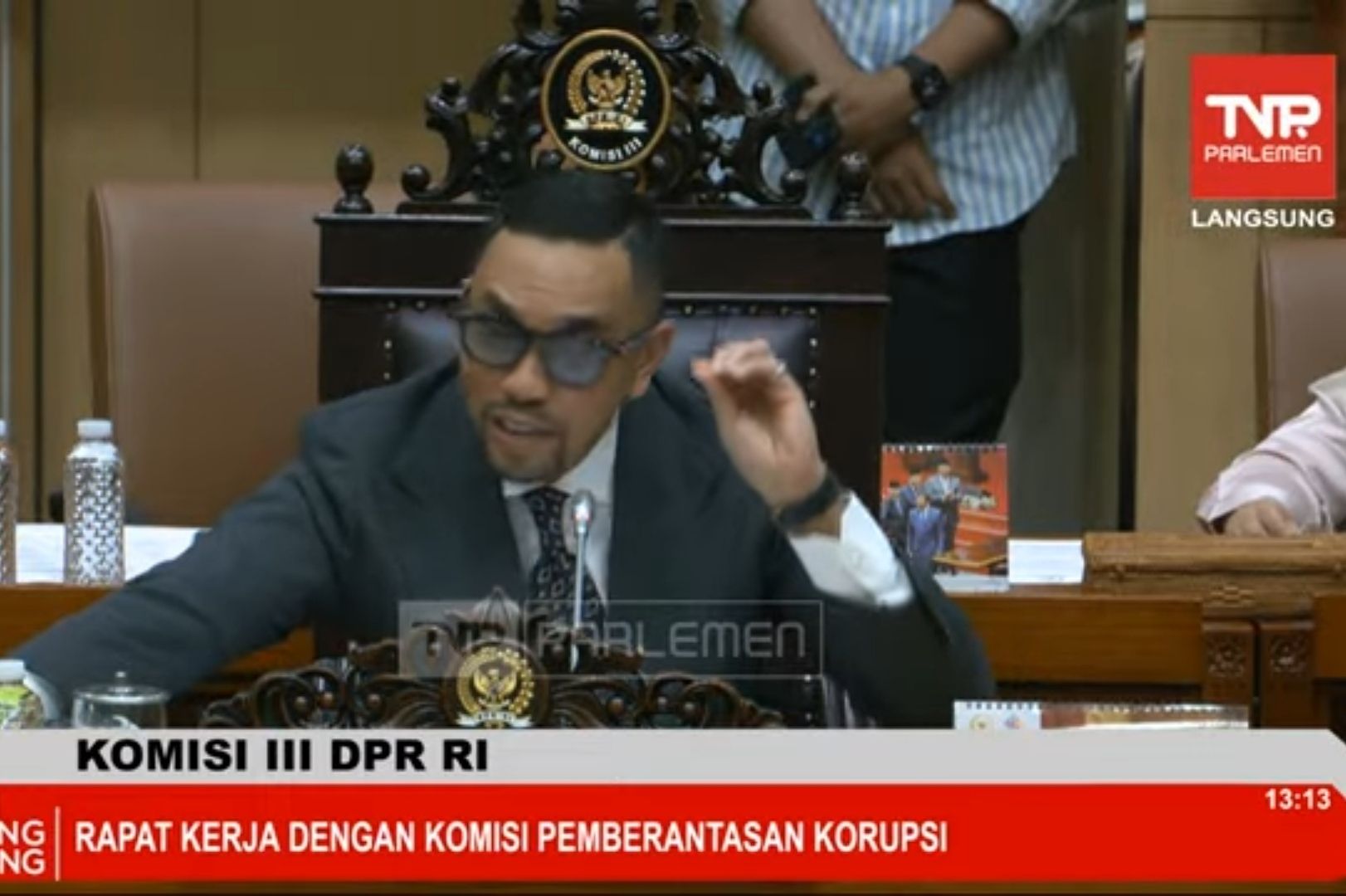 Wakil Ketua Komisi III DPR RI Ahmad Sahroni.  <b>(YouTube TVR Parlemen)</b>