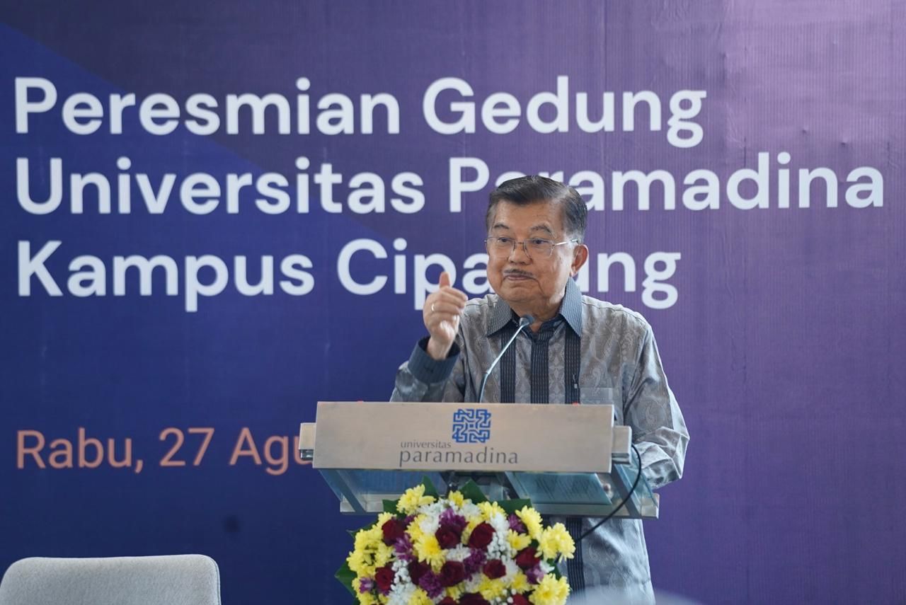 Jusuf Kalla saat meresmikan Gedung Universitas Paramadina Kampus Cipayung. <b>(Universitas Paramadina)</b>