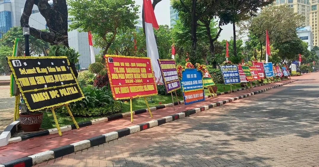Karangan bunga saat Menkeu Sri Mulyani ulang tahun ke-63/Ist