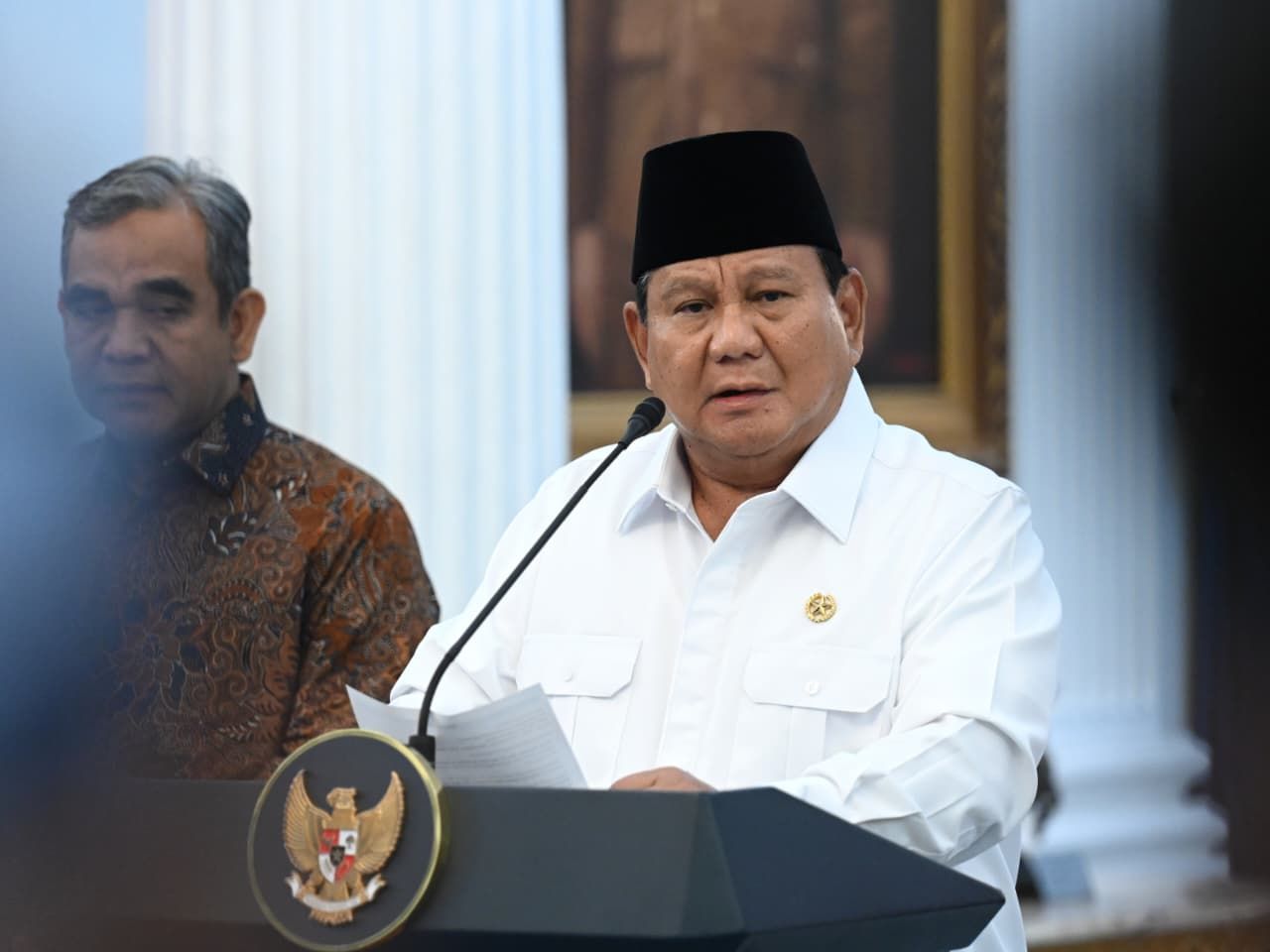 Konferensi Pers Presiden Prabowo Subianto Bersama Para Elite Partai. <b>(Setpres)</b>