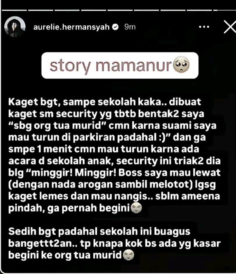 Curhatan Aurel di Instagram usai dibentak satpam di sekolah baru Ameena <b>(TikTok)</b>
