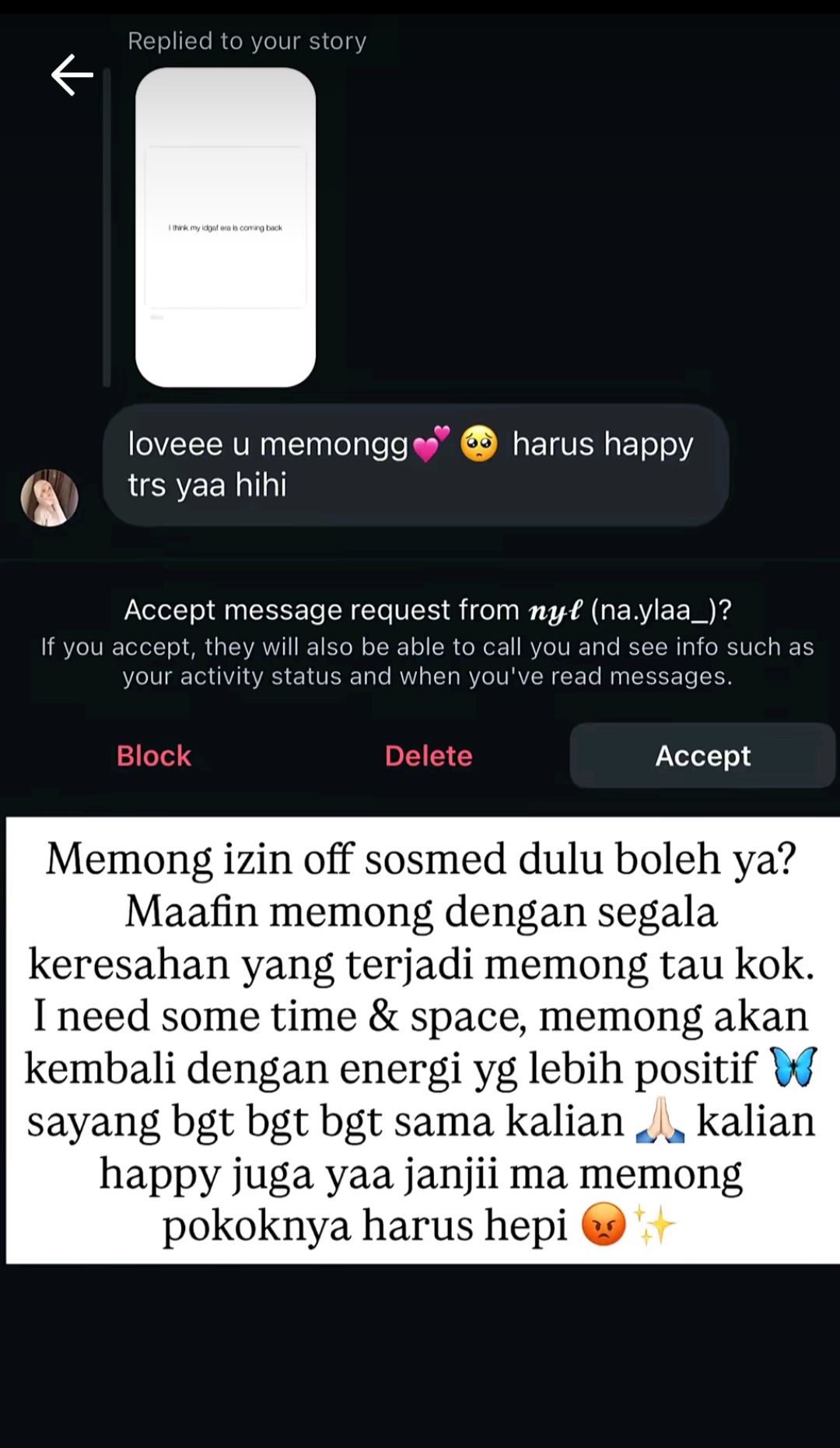 Postingan Tasya Farasya pamit dari sosmed <b>(TikTok)</b>