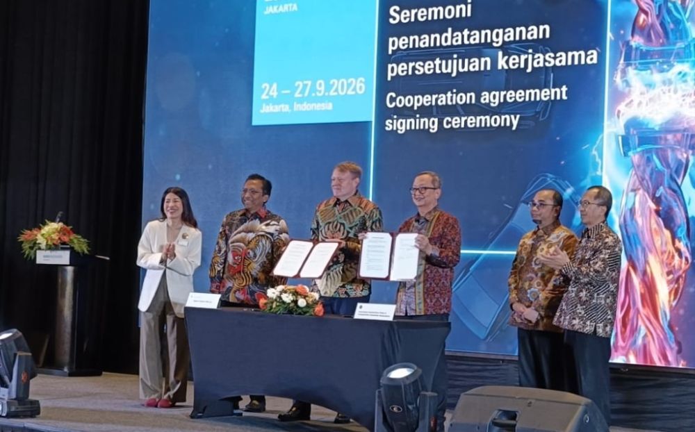 Messe Frankfurt bersama Gabungan Industri Alat-alat Mobil dan Motor (GIAMM) resmi mengumumkan peluncuran pameran Automechanika Jakarta 2026. (Foto: Adiantoro/NTV)