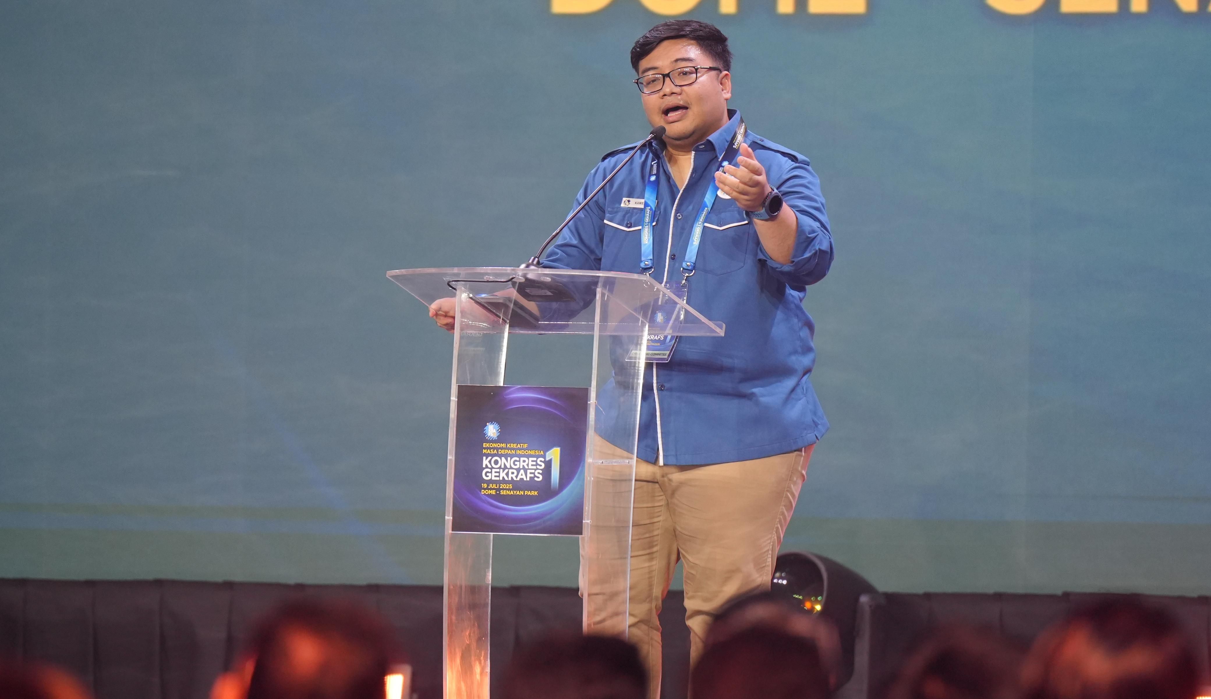  Ketua Umum DPP Gerakan Ekonomi Kreatif Nasional (Gekrafs), Kawendra Lukistian, resmi mengumumkan sebagian nama pengurus inti DPP Gekrafs periode 2025&ndash;2030.  <b>(dokumentasi)</b>