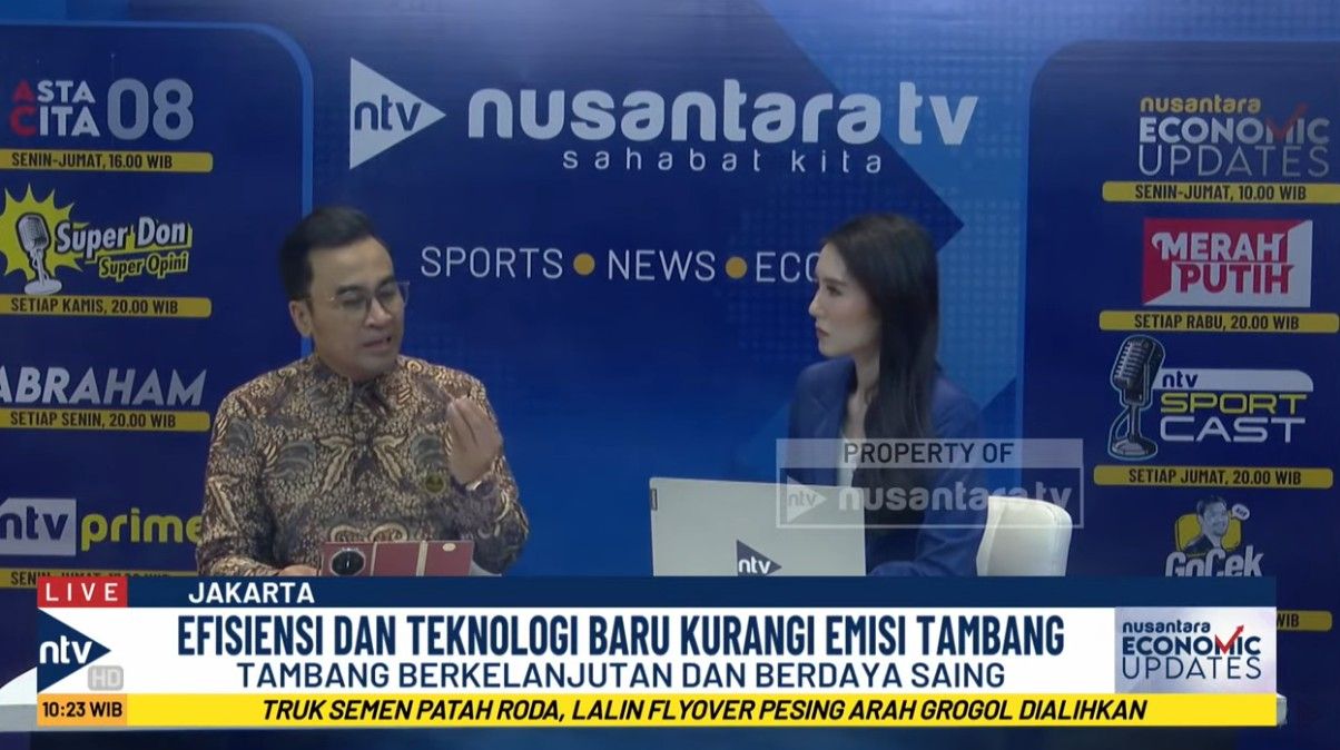 Ketua Panitia Pelaksana Minerba Convex 2025, Resvani, dalam program &quot;Nusantara Economic Updates&quot; yang dipandu jurnalis Nusantara TV, Ellen Gracia.