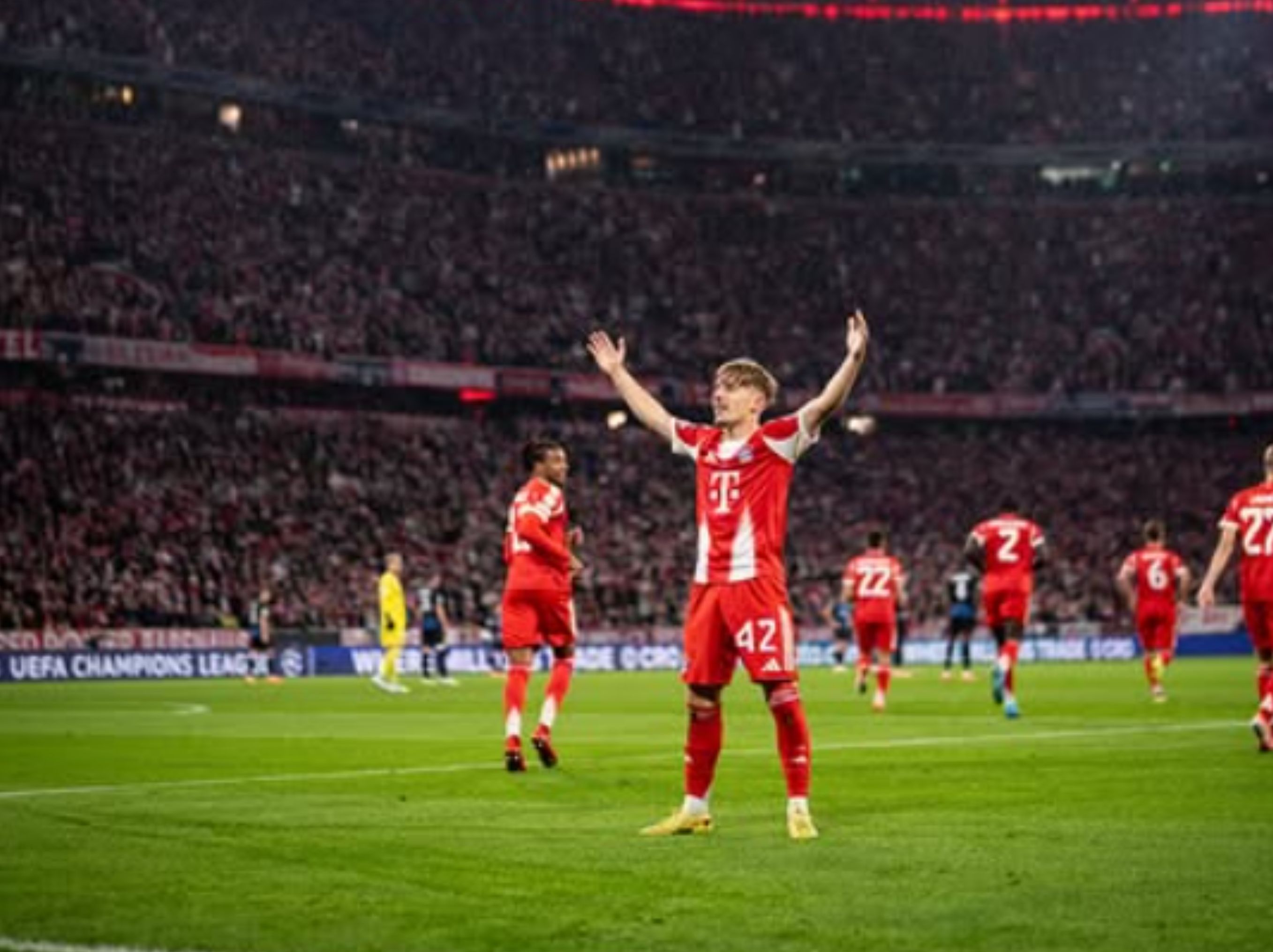 Bayern Muenchen tampil perkasa pada lanjutan laga Liga Champions 2025/2026 setelah membungkam Club Brugge dengan skor telak 4-0 di Stadion Allianz Arena, Kamis dini hari WIB. <b>(IG Bayern)</b>