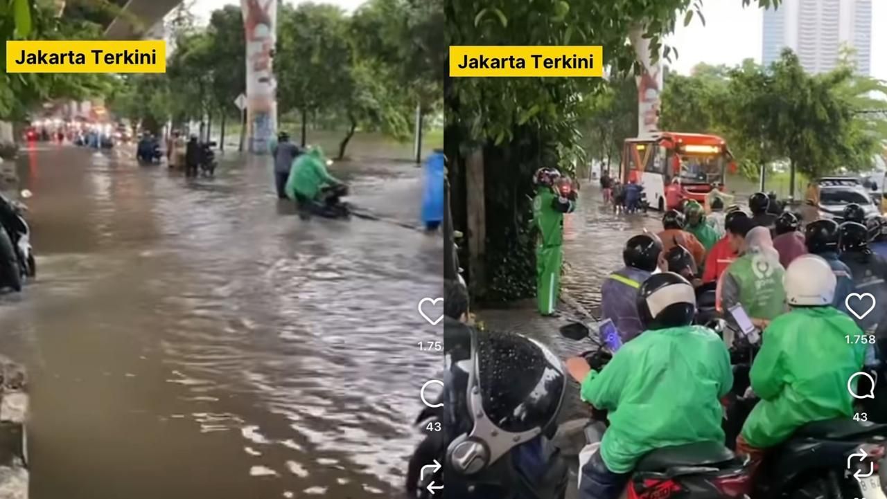 Hujan deras yang mengguyur wilayah Jakarta Selatan pada Kamis, 30 Oktober 2025 sore.  <b>(@jakarta.terkini)</b>