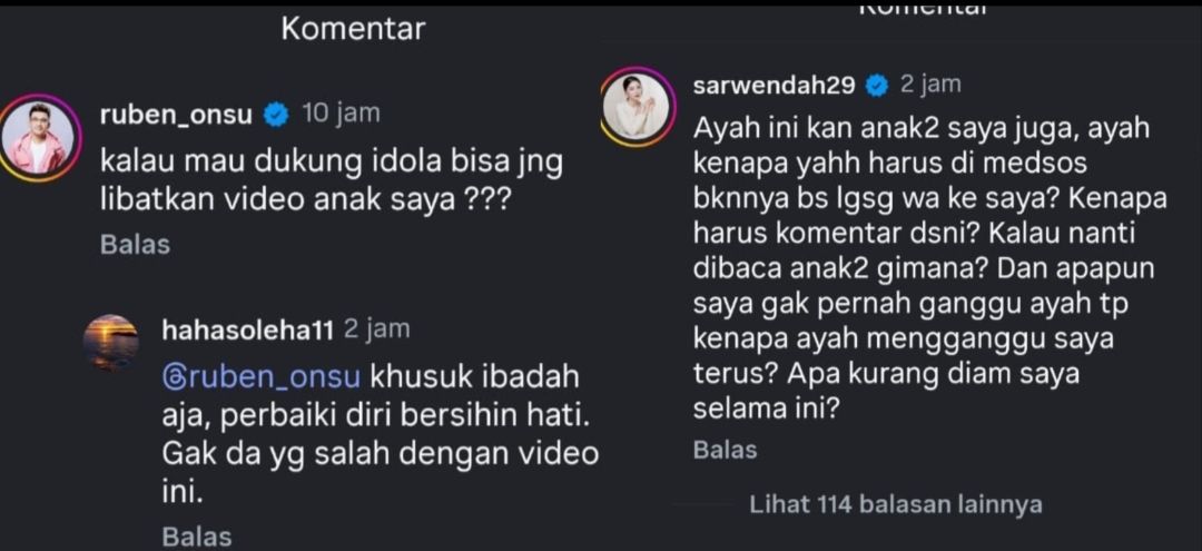 Ruben Onsu dan Sarwendah saling berbalas komentar soal foto anak bersama Giorgio Antonio <b>(Instagram)</b>