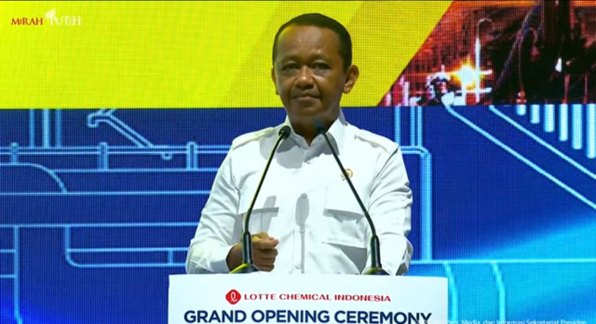 Menteri ESDM Bahlil Lahadalia dalam Acara Peresmian Pabrik Lotte Chemical Indonesia Cilegon <b>(Istimewa)</b>