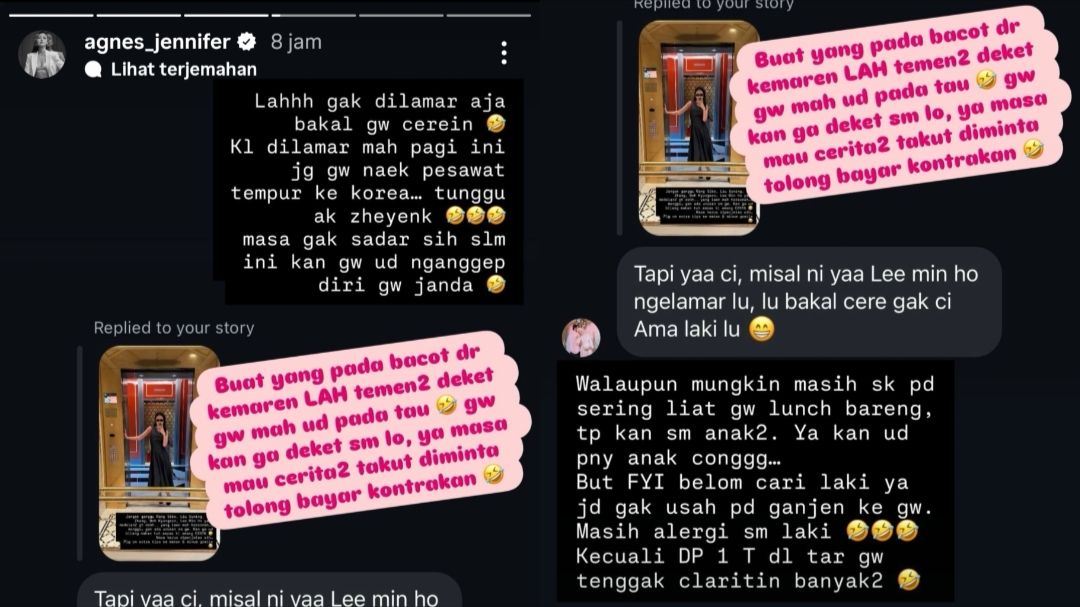 Postingan Agnes Jennifer merasa seperti janda usai diselingkuhi suami <b>(Instagram)</b>