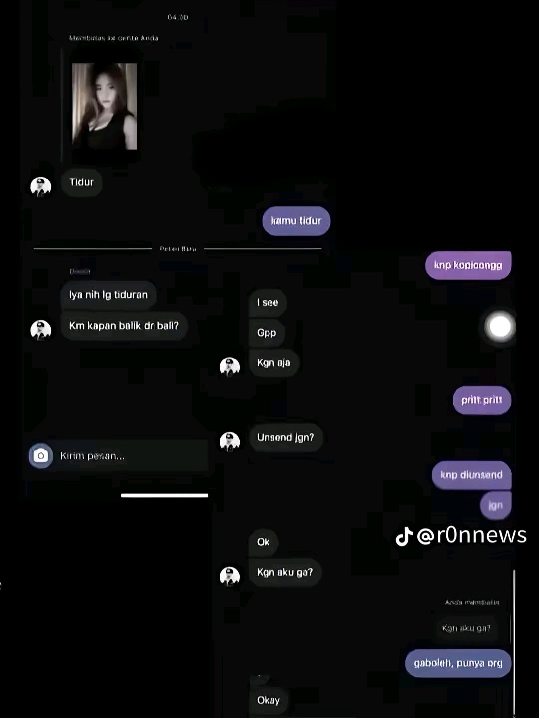 Bukti Chat Bravy menggoda wanita lain dan selingkuh dari Erika Carlina <b>(TikTok)</b>