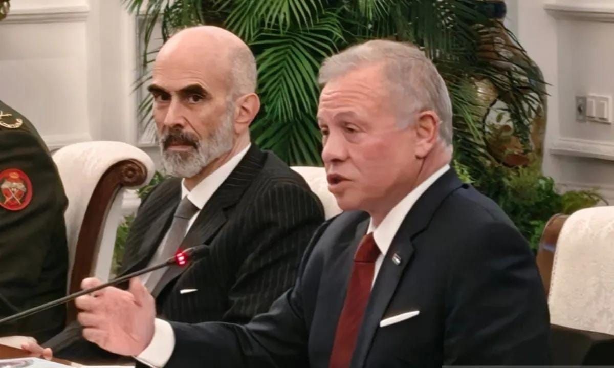 Raja Kerajaan Yordania Hasyimiah Raja Abdullah II ibn Al Hussein (Kanan) dalam pertemuan bilateral dengan Indonesia di Istana Merdeka, Jakarta, Jumat 14 November 2025. ANTARA/Fathur Rochman. <b>(Antara)</b>