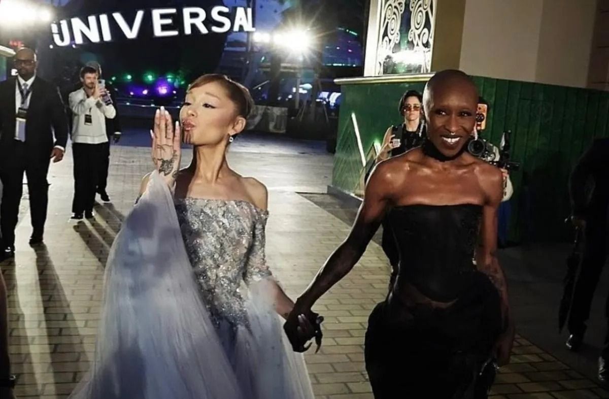 Aktris Ariana Grande (kiri) dan Cynthia Erivo (kanan) yang membintangi film &ldquo;Wicked: For Good&rdquo; dalam gala premier film tersebut di Singapura. (ANTARA/Instagram @arianagrande) <b>(Antara)</b>