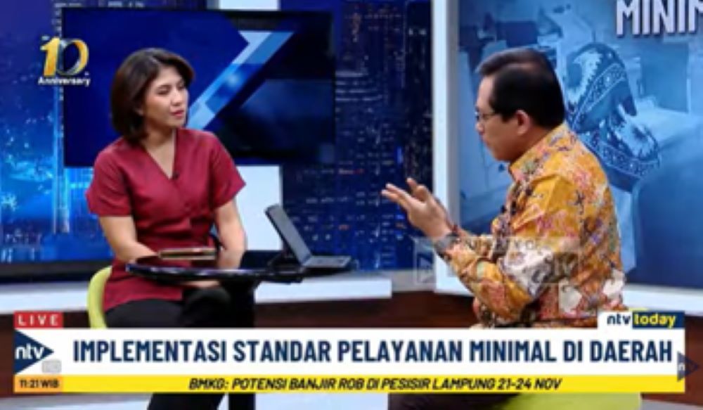 Dirjen Bina Pembangunan Daerah Kemendagri Restuardy Daud dalam dialog NTV Today di Nusantara TV yang dipandu presenter Ellyza Hasan