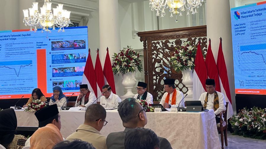 Pramono Anung di konferensi pers APBD DKI Jakarta. <b>(NTVNews.id/ Adiansyah)</b>