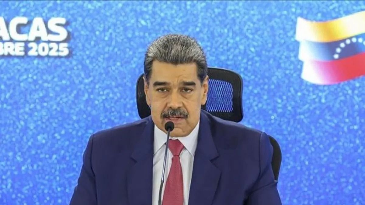 Arsip foto - Presiden Venezuela Nicolas Maduro menyampaikan pidato setelah konferensi pers dengan anggota pers internasional di Hotel Eurobuilding di ibu kota Caracas, 15 September 2025. ANTARA/Ivan Mcgregor/Andolu/pri. <b>(Antara)</b>